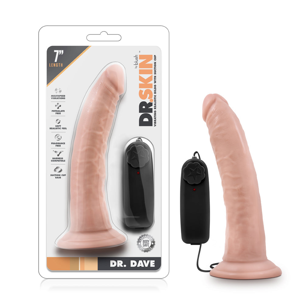 Dr. Skin Dr. Dave Realistic 7 in. Vibrating Dildo Beige